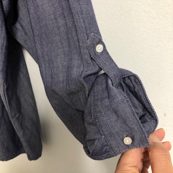 LC Waikiki Denim Floral Embroidered Shirt, Pull-up Sleeves, Size 48(178/114A) - Picture 7 of 12